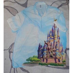 Men's Walt Disney World 50th Anniversary Castle Button‑Down Camp Shirt Size XXL
